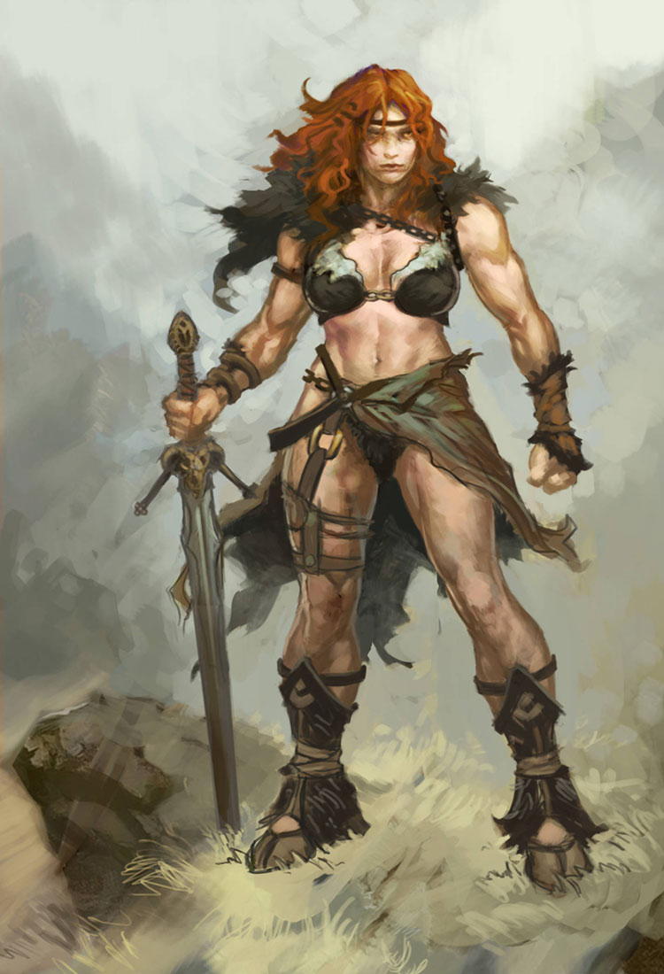 Barbarian Female Art from Diablo III