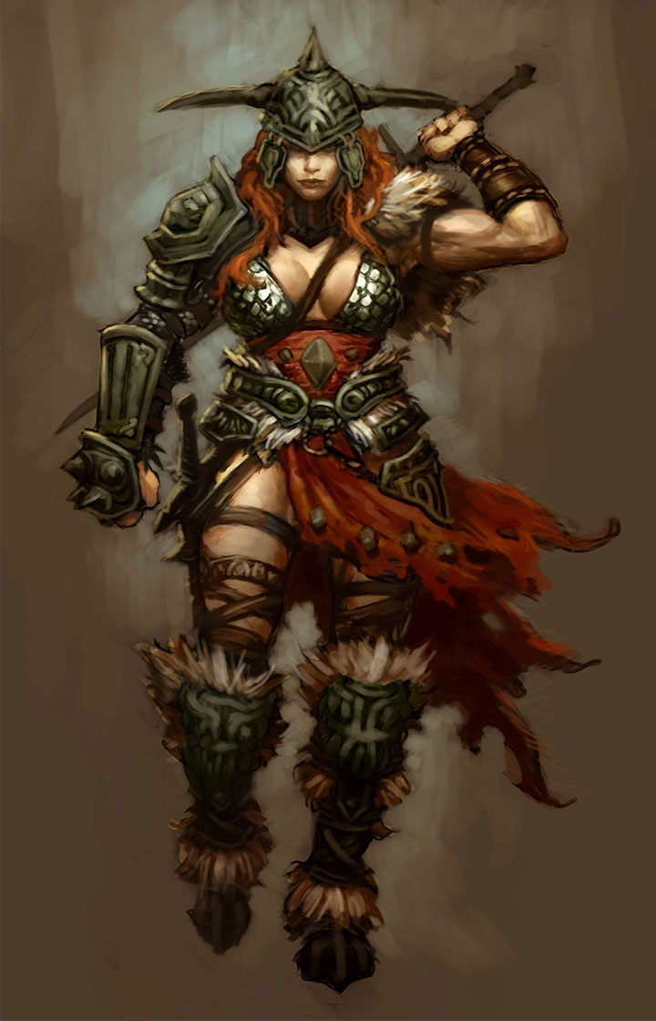 Barbarian Female Art from Diablo III