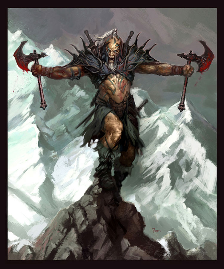 Dual Axe Barbarian Art from Diablo III
