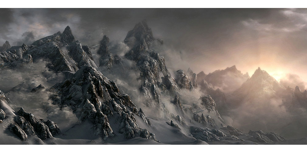 Mountains of Skyrim Art from The Elder Scrolls V: Skyrim
