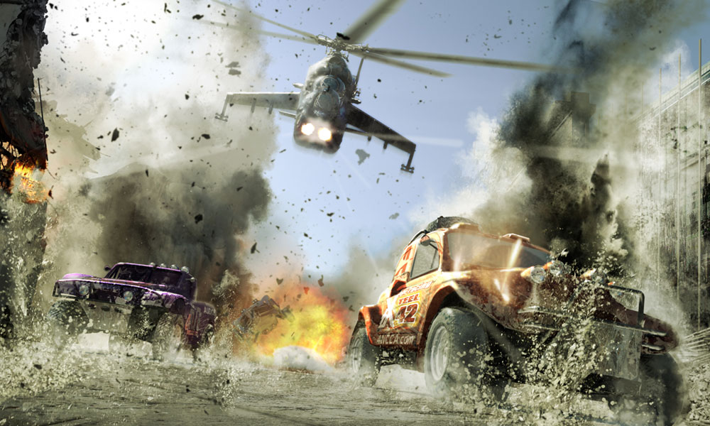 Gunship Chase Art from MotorStorm Apocalypse