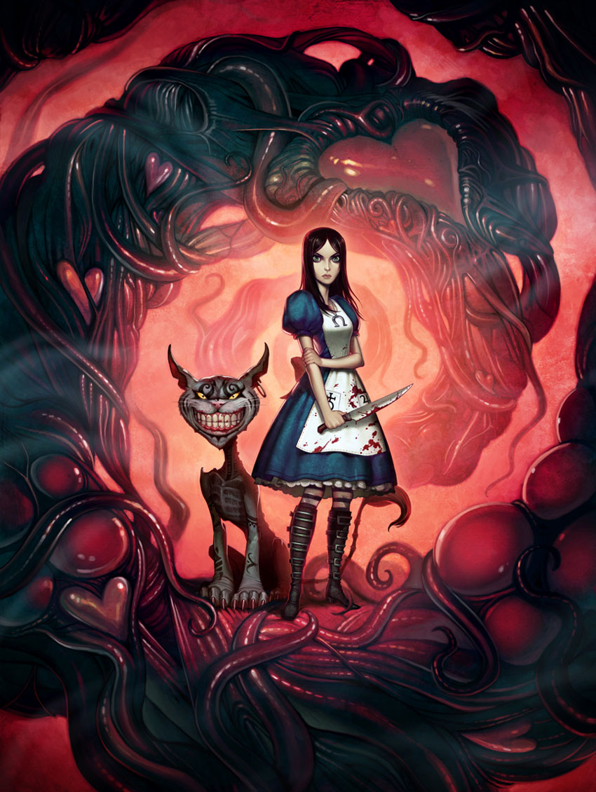 Cheshire Cat & Alice Art from Alice: Madness Returns