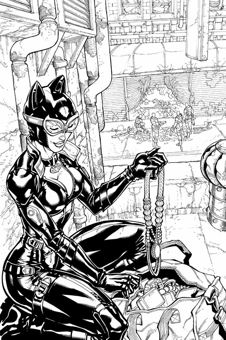 Catwoman Comic Art Sketch from Batman: Arkham City