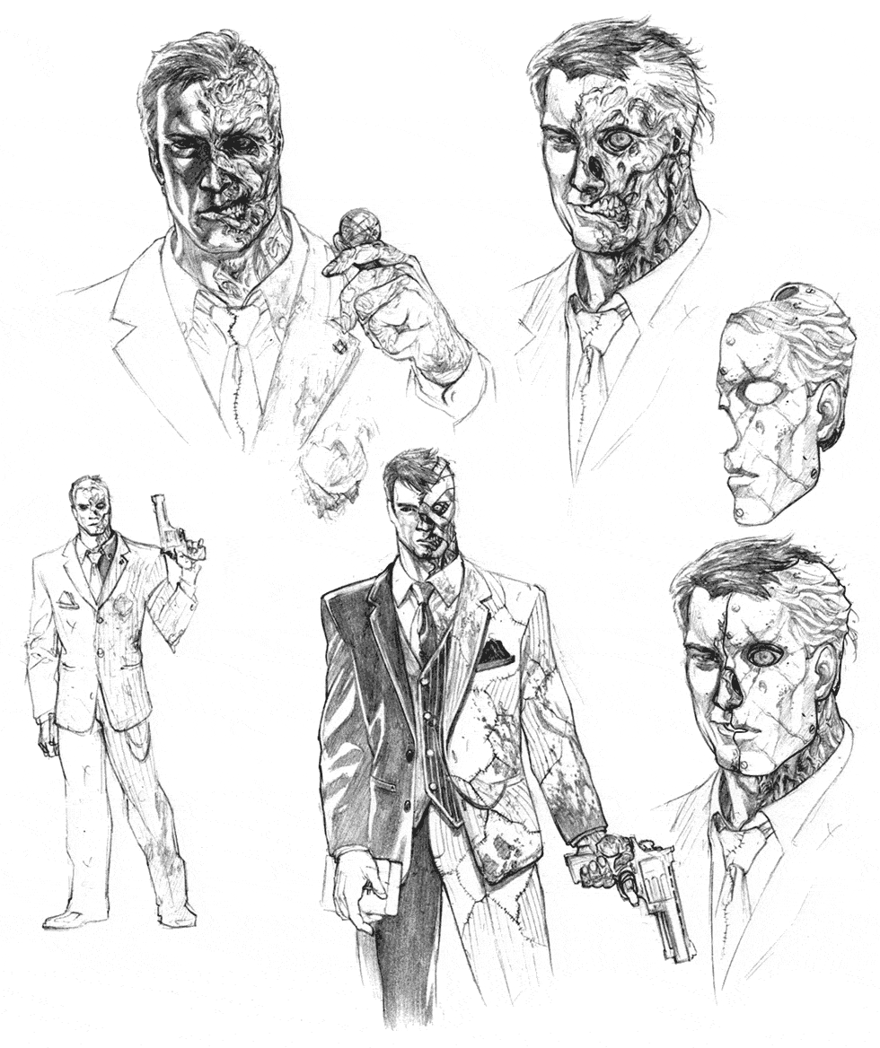 Two-Face Sketches from Batman: Arkham City