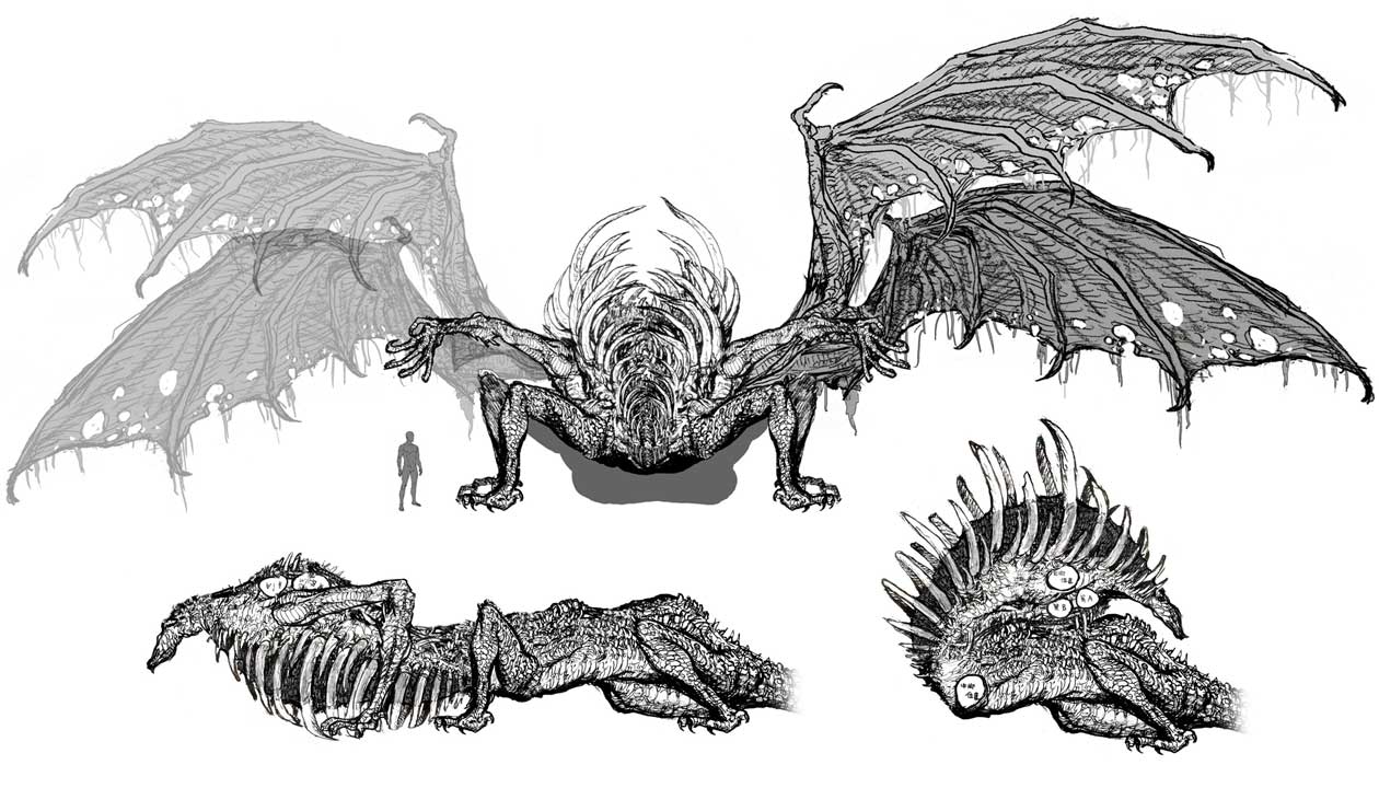 Gaping Dragon Concept Art from Dark Souls