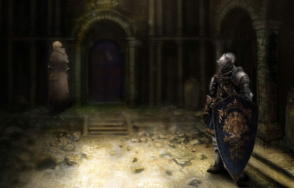 Woman & Knight Art from Dark Souls