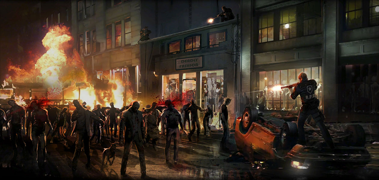 Leon Fighting Zombies Art from Resident Evil: Operation Raccoon City