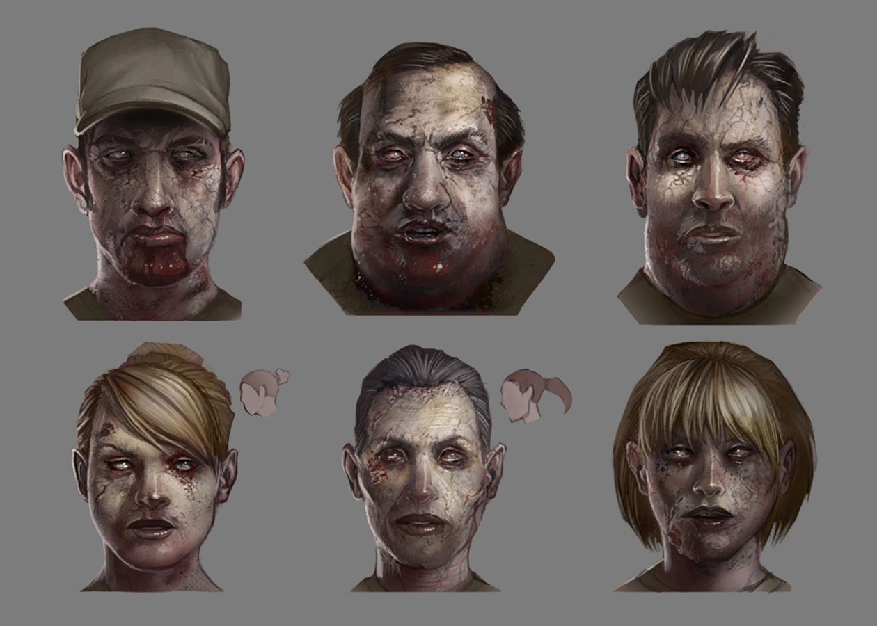 Zombie Faces Art from Resident Evil: Operation Raccoon City