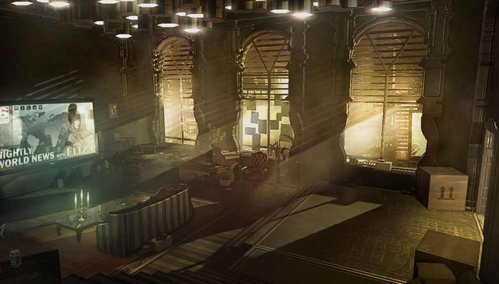Jensen's Apartment, Evening Art from Deus Ex: Human Revolution