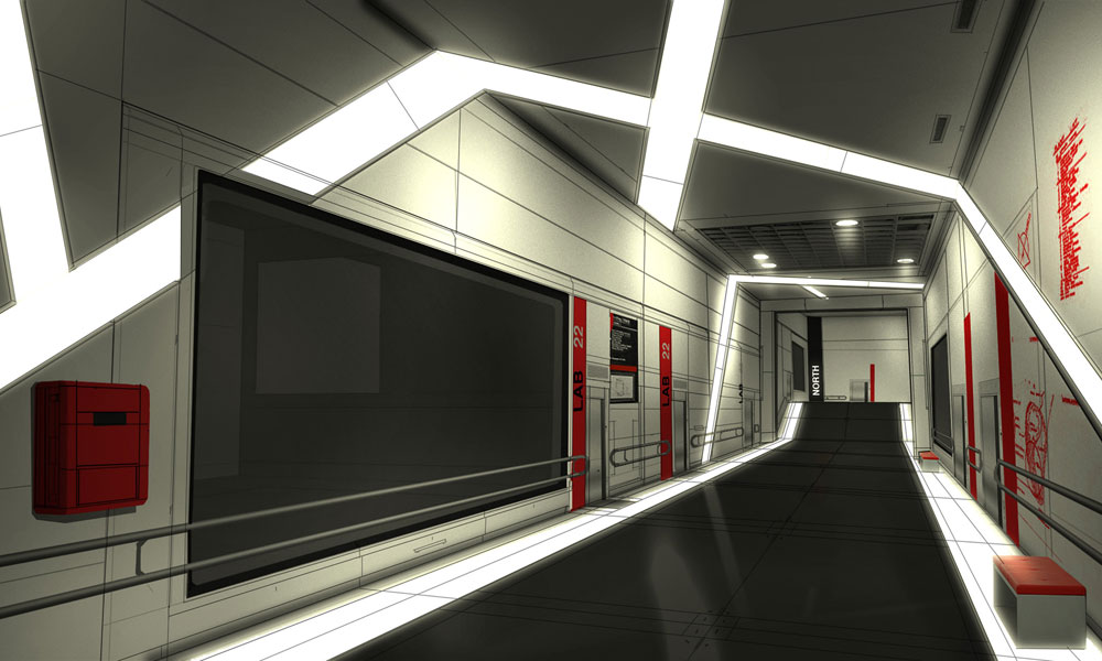 Sarif Lab Hallway Art from Deus Ex: Human Revolution