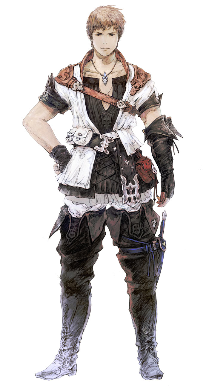 Hyur Male in Initial Gear Art from Final Fantasy XIV: A Realm Reborn