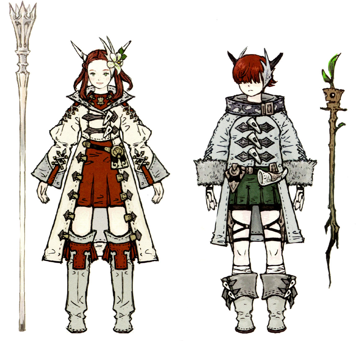Raya-O-Senna & A-Ruhn-Senna Art from Final Fantasy XIV: A Realm Reborn