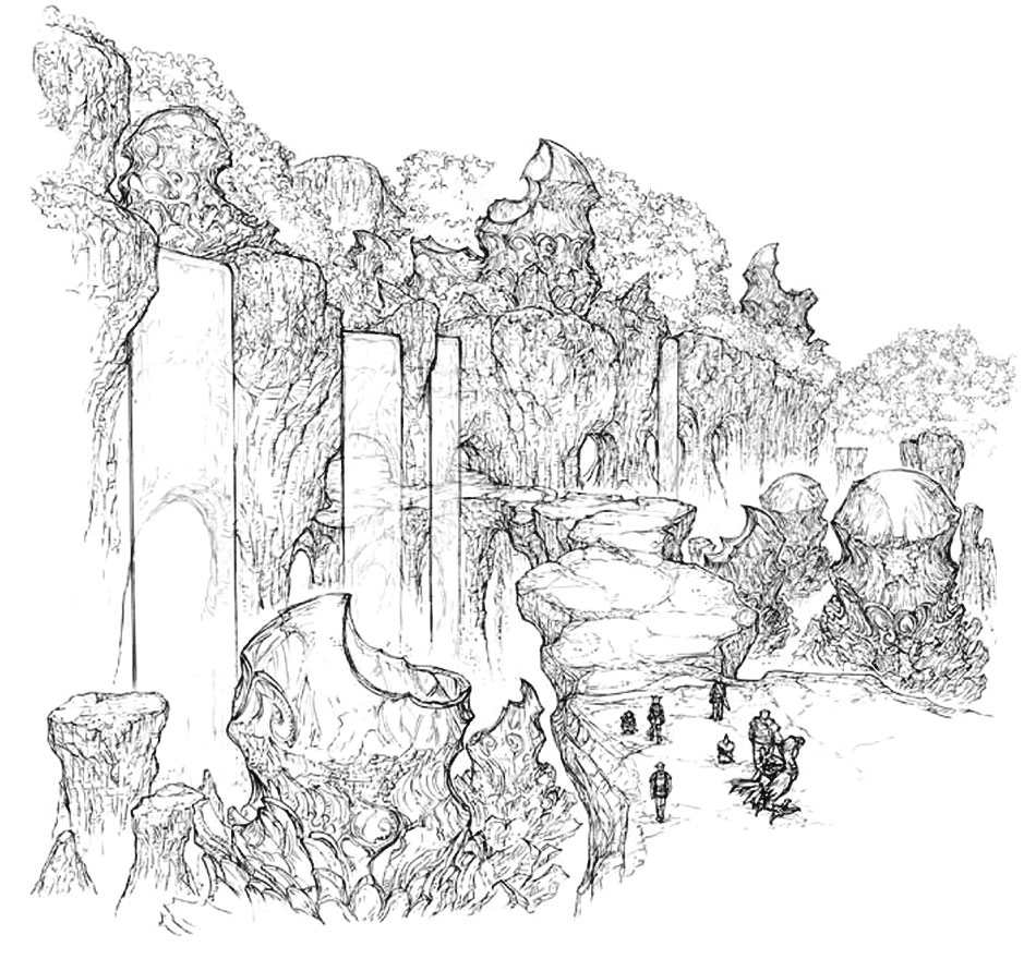 Waterfalls Sketch from Final Fantasy XIV: A Realm Reborn