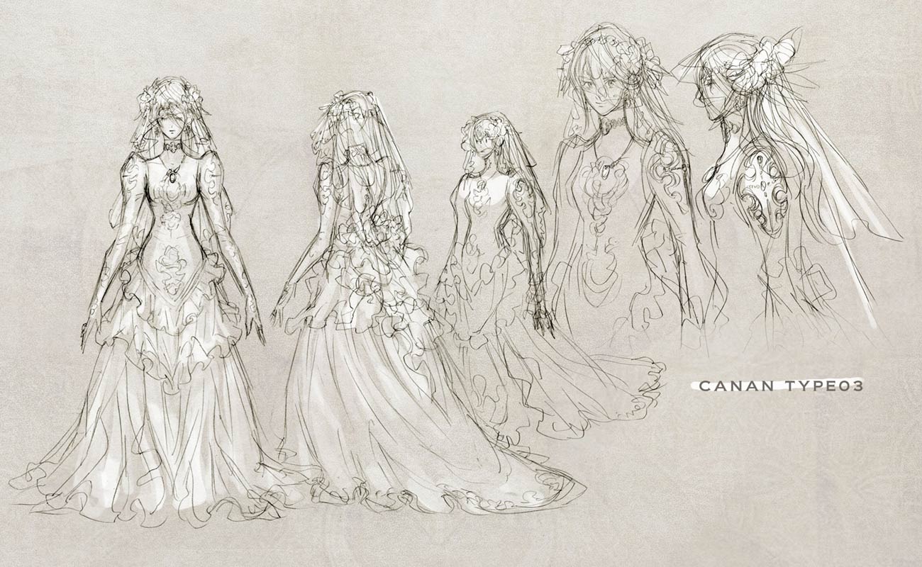 Calista Wedding Dress Sketches from The Last Story