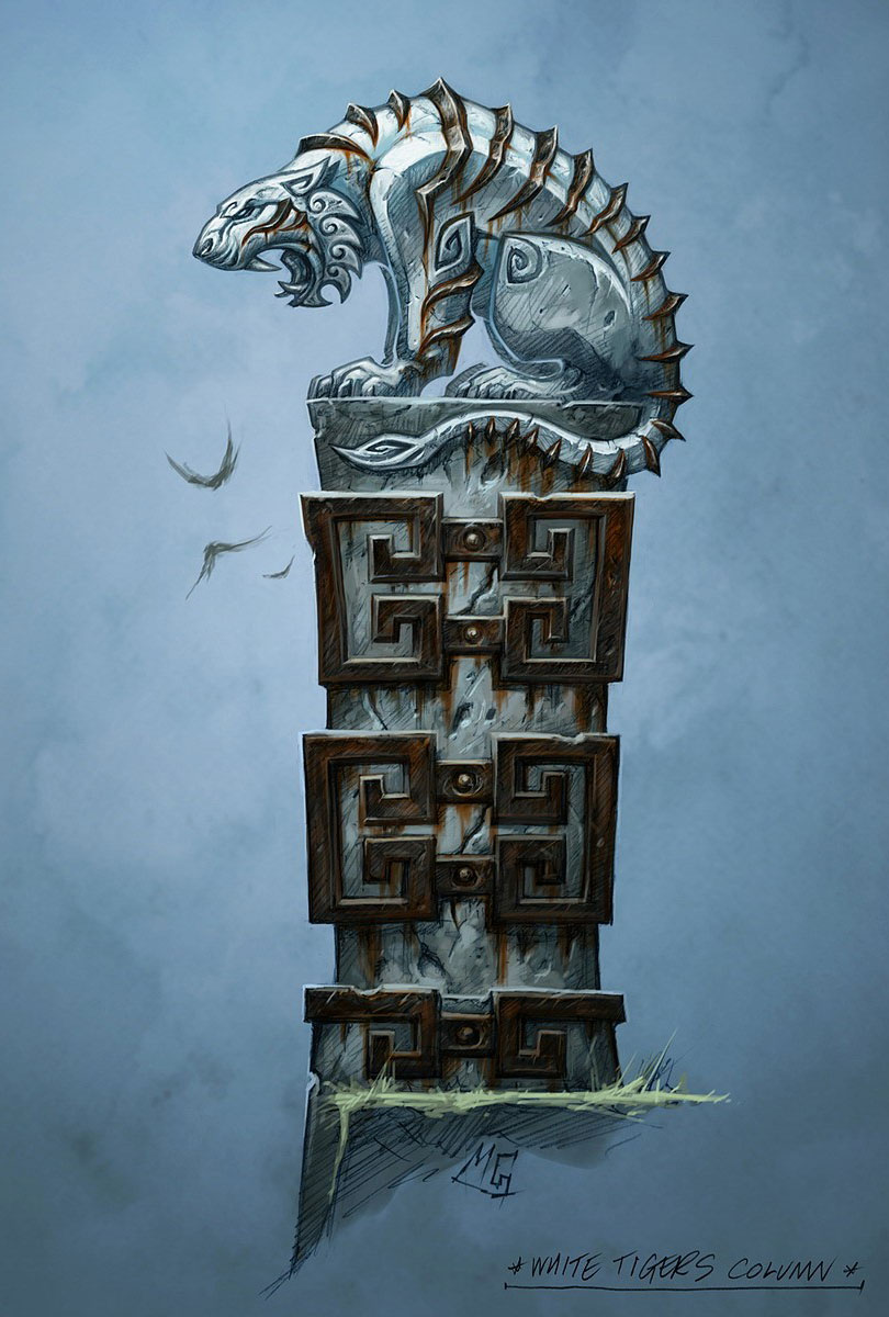White Tigers Column Art from World of Warcraft: Mists of Pandaria