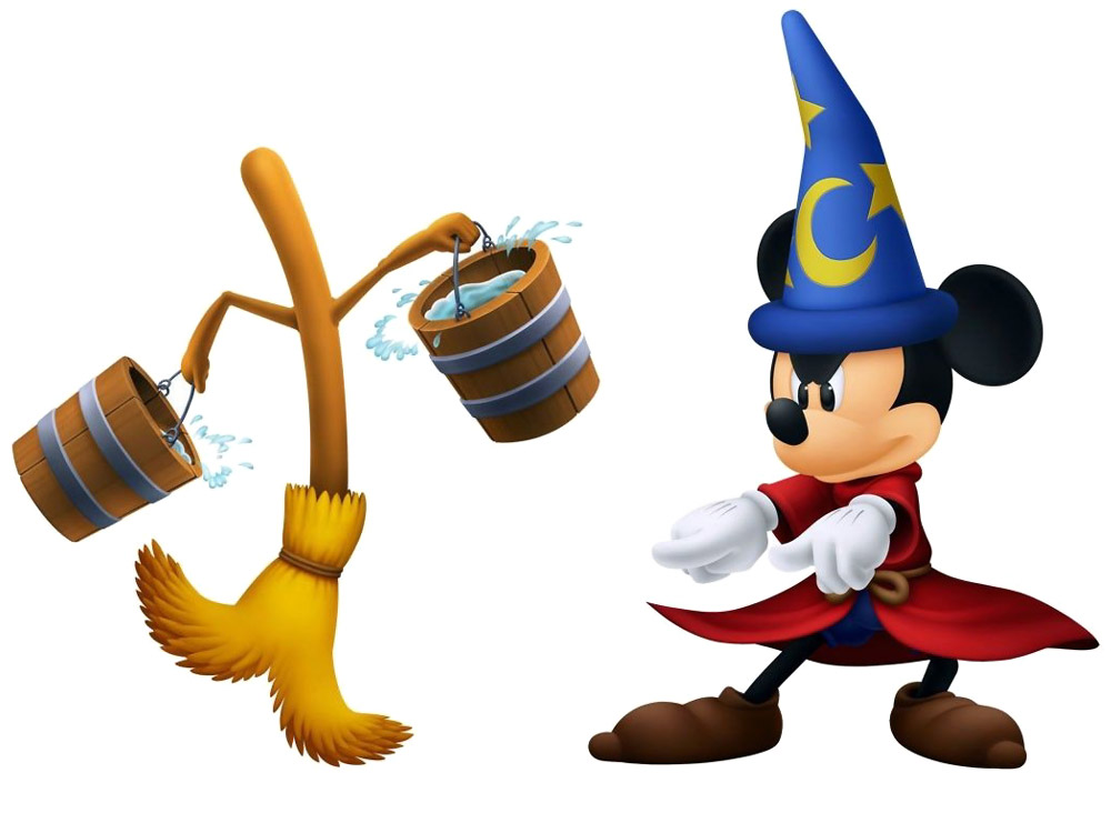 Enchanted Broom & Sorceror Mickey Art from Kingdom Hearts 3D: Dream Drop Distance