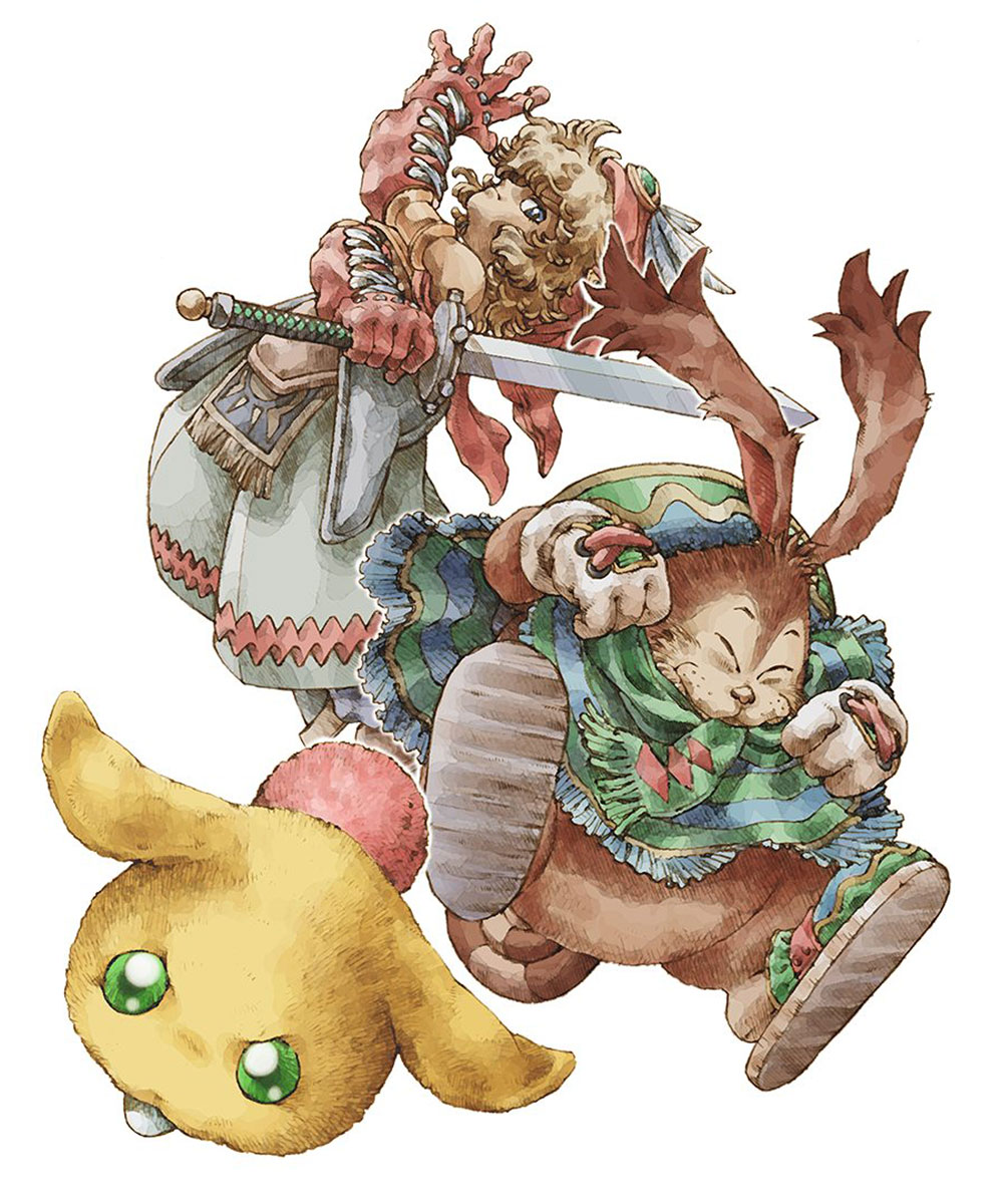 Shiloh, Niccolo, and Rabite Art from Legend of Mana