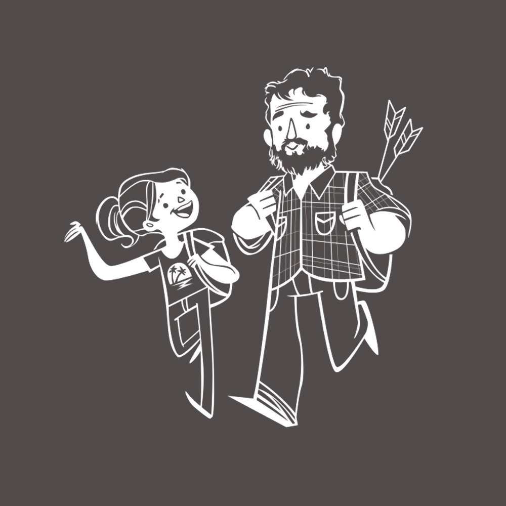 Cartoon Ellie & Joel Art from The Last of Us