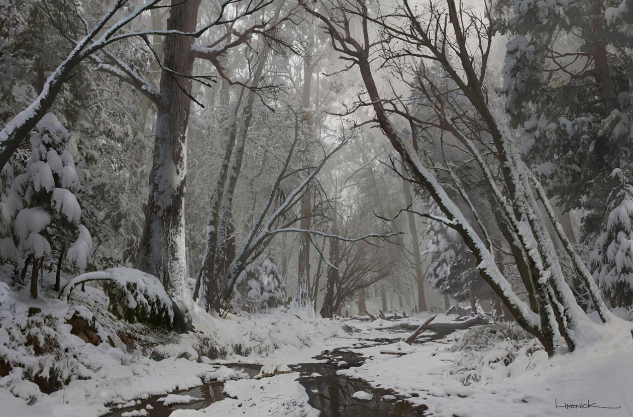 Snowy Woods Art from The Last of Us