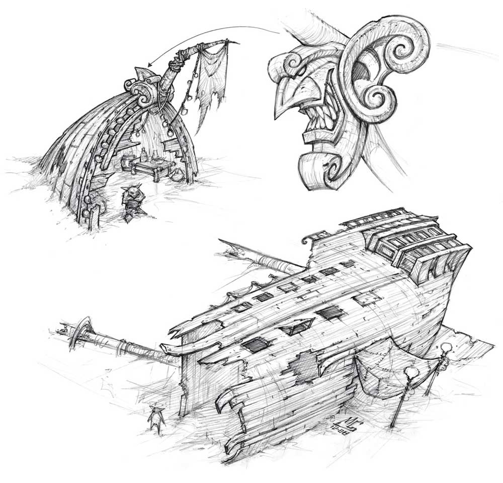 Goblin Shipwrecked Buildings Art from World of Warcraft: Cataclysm