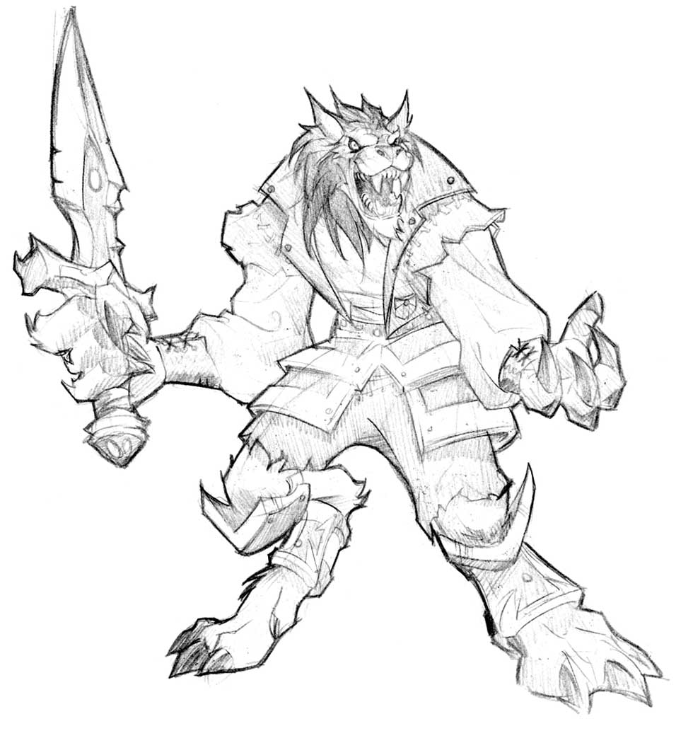 Worgen Sketch from World of Warcraft: Cataclysm