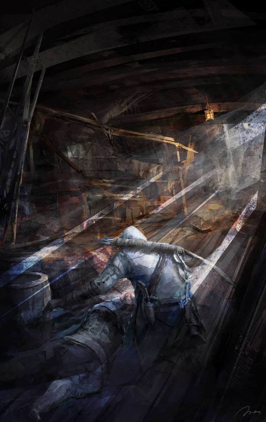Connor on Aquila Lower Decks Art from Assassin's Creed III