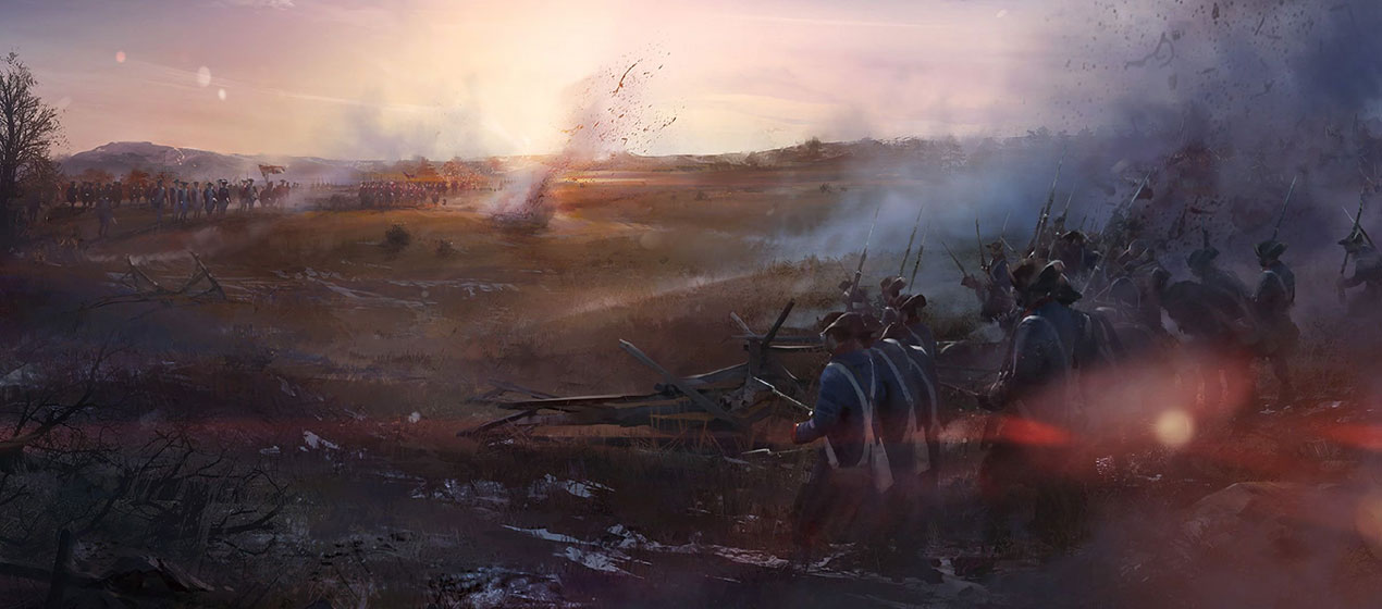 Continental & British Troops at Battle of Bunker Hill Art from Assassin's Creed III