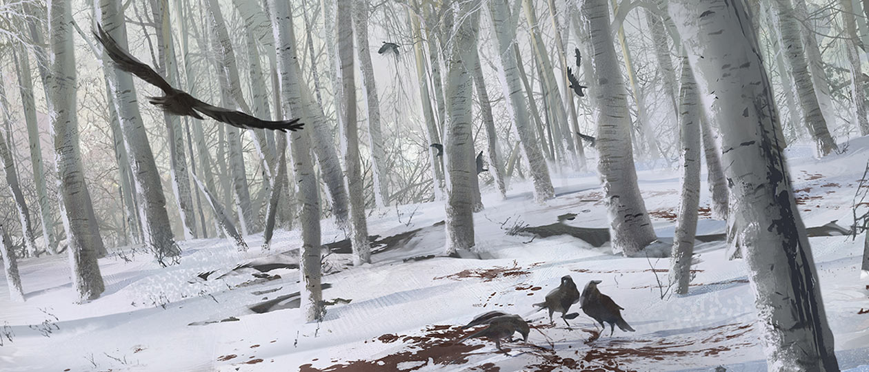 Crows in Birch Forest Art from Assassin's Creed III