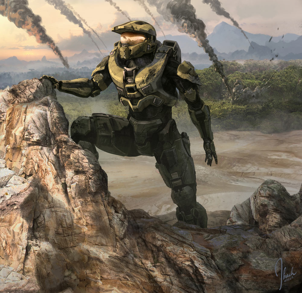 Master Chief Scouts Infinity Going Down Art from Halo 4