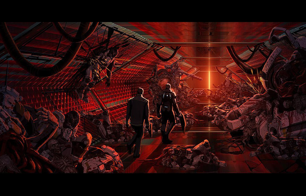 Red Hallway Art from Mass Effect 3