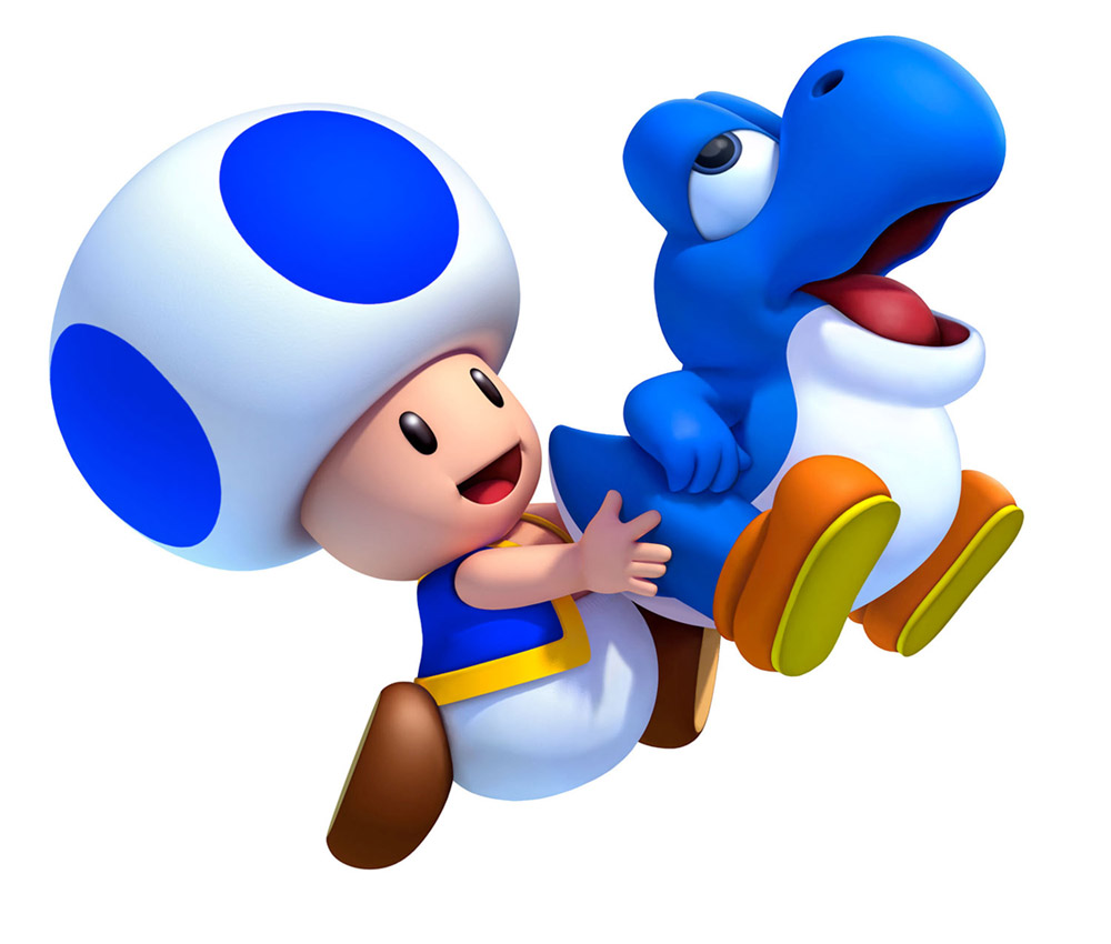 Blue Toad & Bubble Baby Yoshi Art from New Super Mario Bros. U