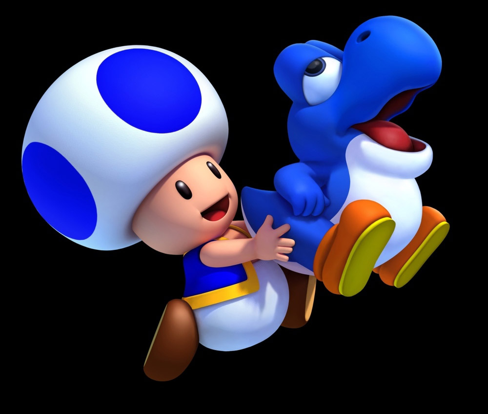 Blue Toad & Bubble Baby Yoshi Art from New Super Mario Bros. U