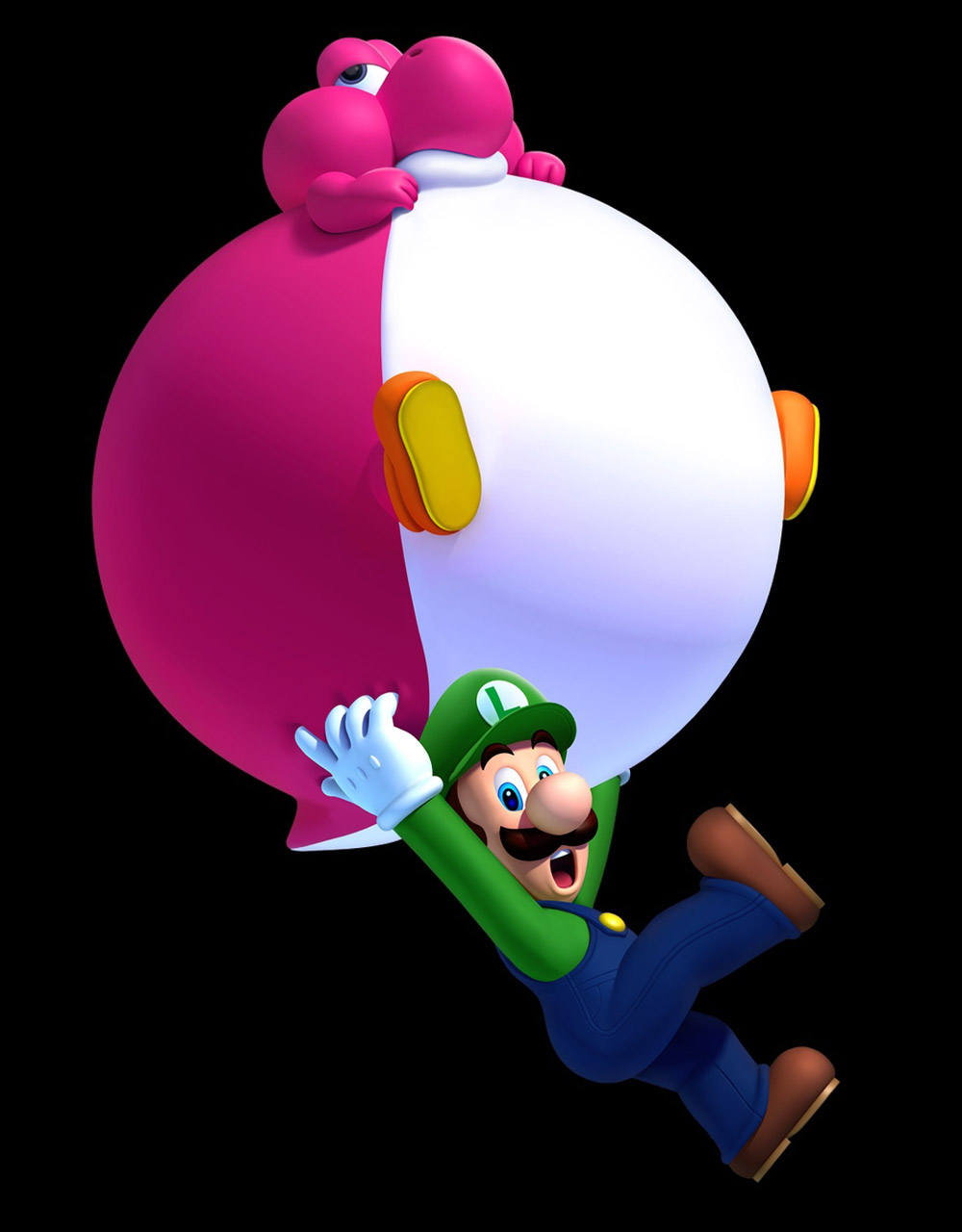 Luigi & Balloon Baby Yoshi Art from New Super Mario Bros. U