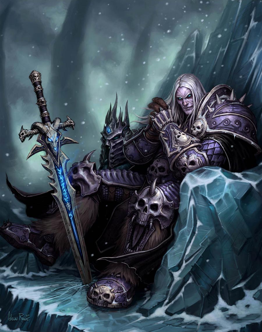 Arthas Menethil on Throne Art from World of Warcraft: Wrath of the Lich King