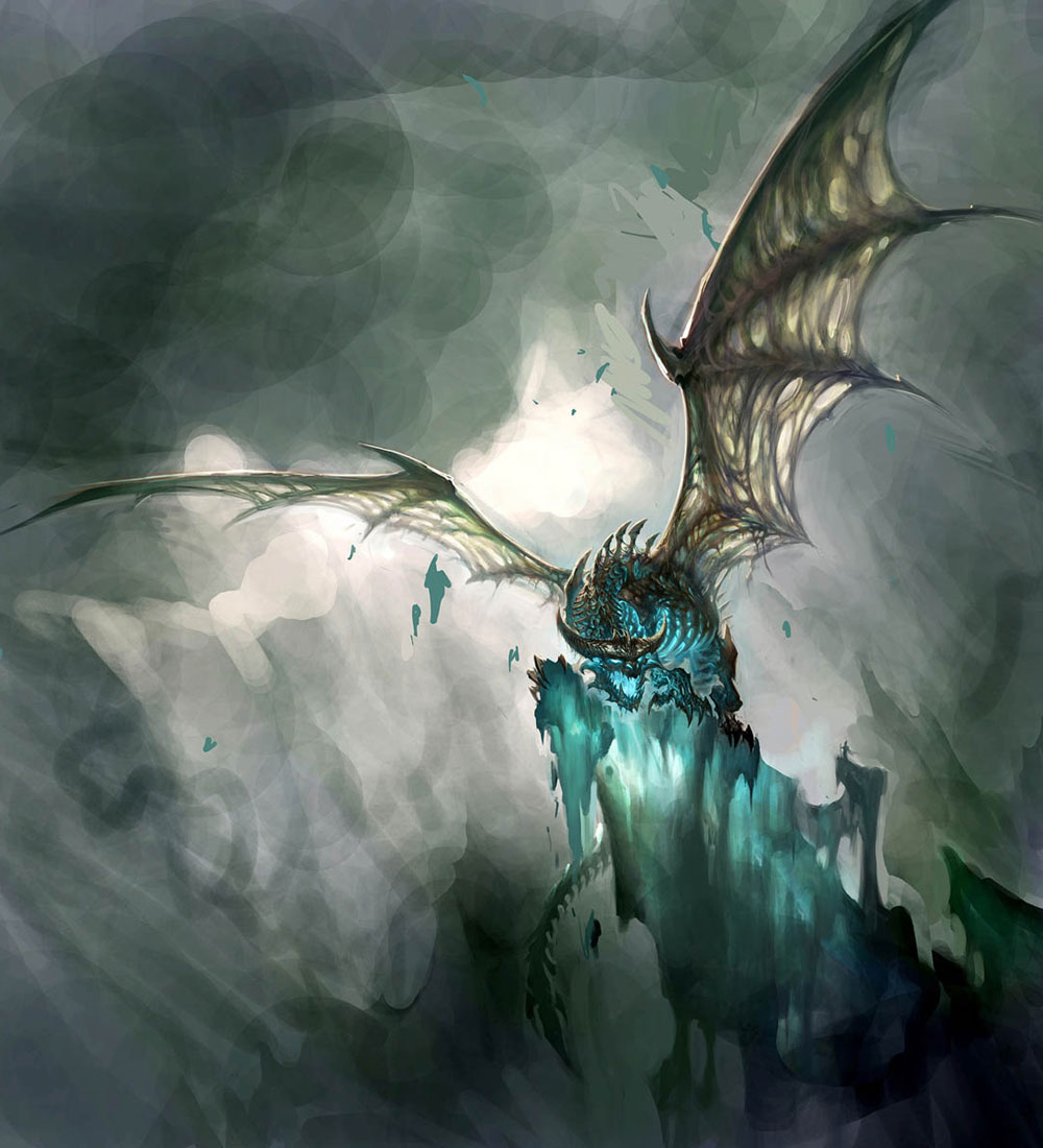 Frost Wyrm on Cliff Art from World of Warcraft: Wrath of the Lich King