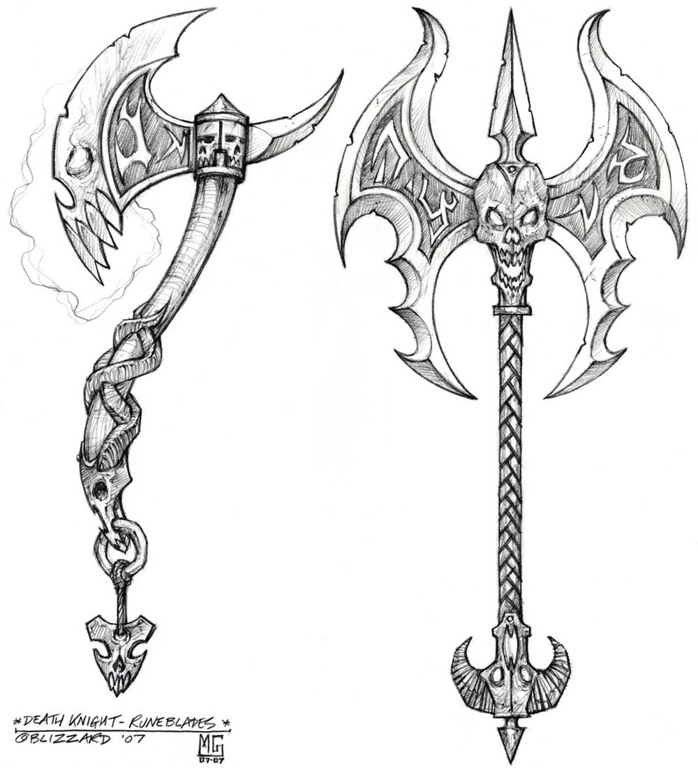 Death Knight Runeblade Axes Art from World of Warcraft: Wrath of the Lich King