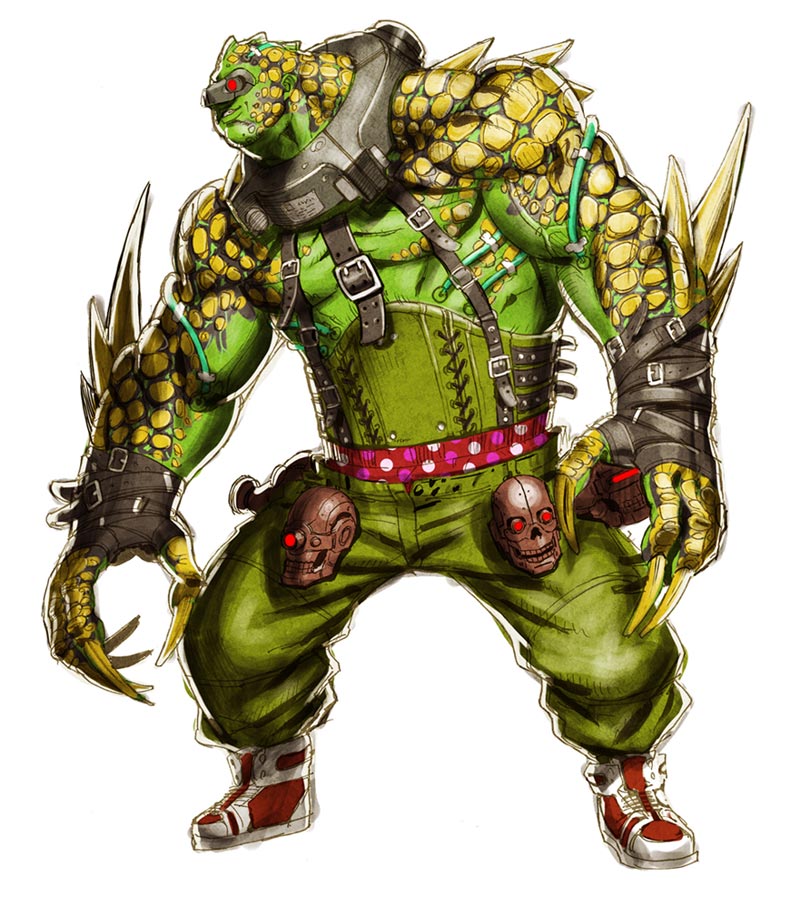 Edgar Oinkie Reptile Form Art from Anarchy Reigns