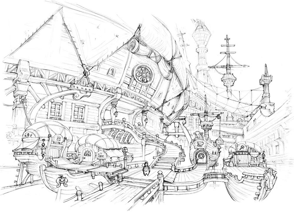 Granship Shops Sketch from Bravely Default