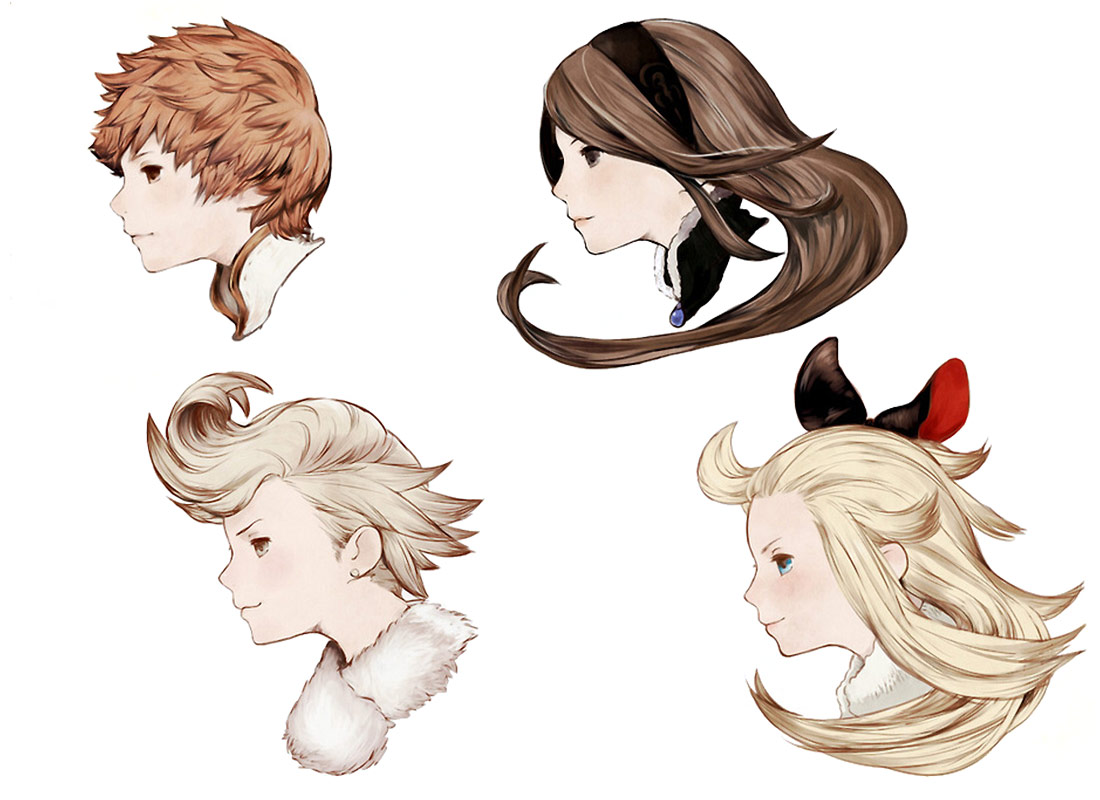Main Character Faces Art from Bravely Default