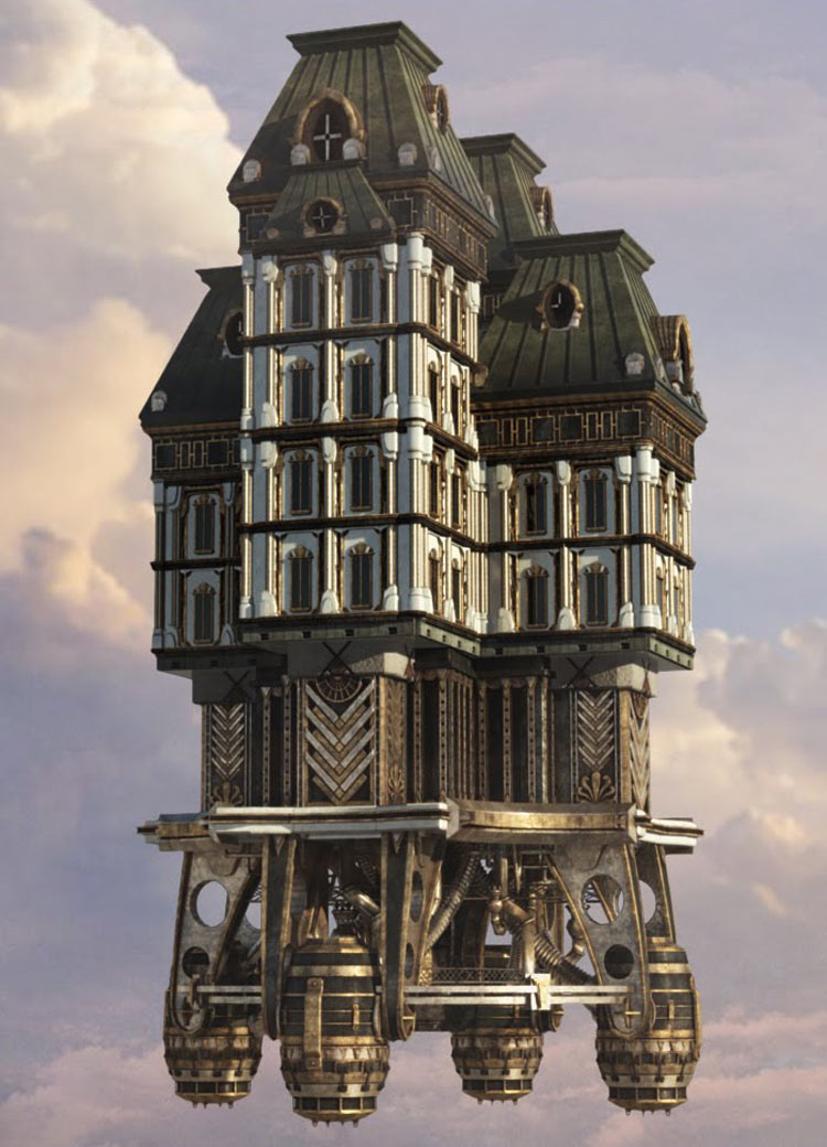 Icarus Hero Flying Building Art from BioShock Infinite