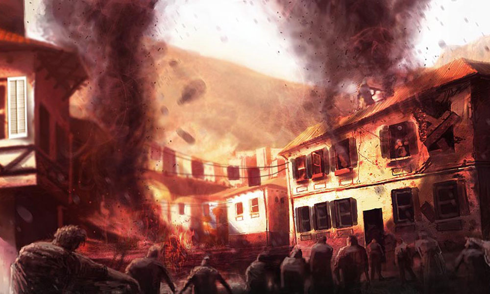 Burning Buildings Art from Dead Island