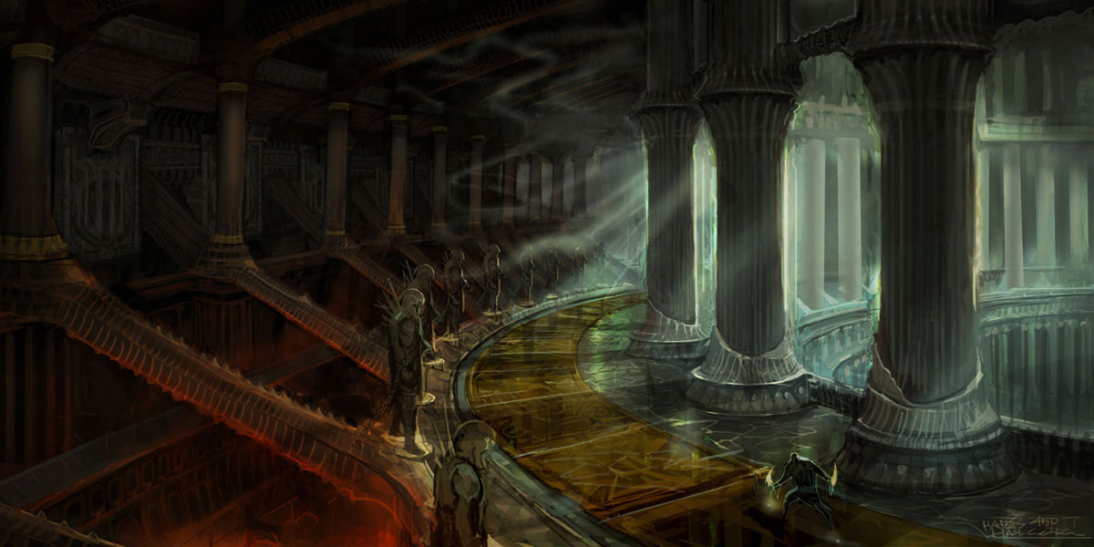 Hades Hall Interior Art from God of War III