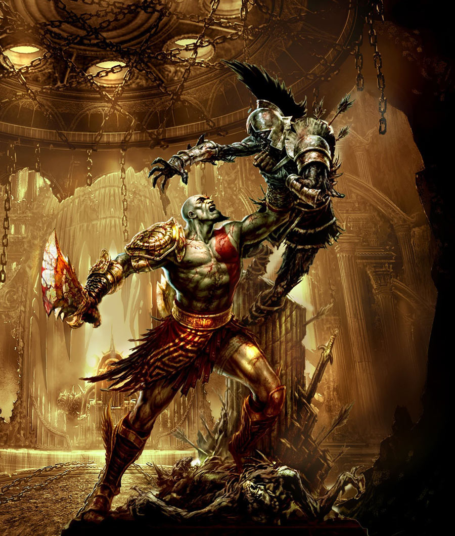 Kratos & Olympus Sentry Art from God of War III
