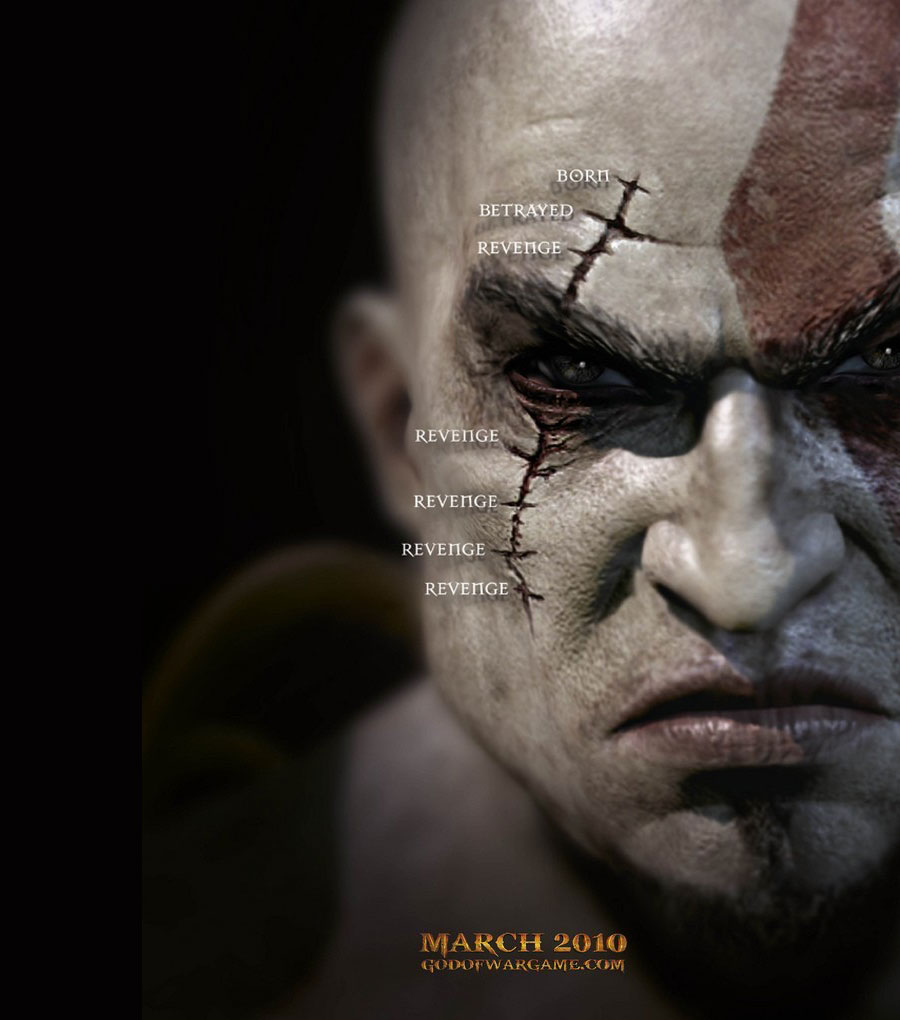 Kratos Face Art from God of War III