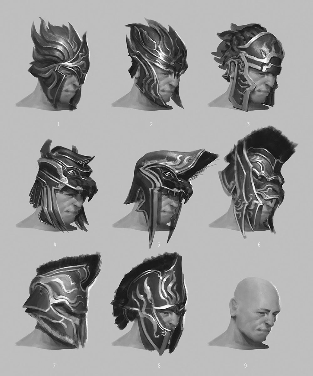 Ares Helmets Art from God of War: Ascension