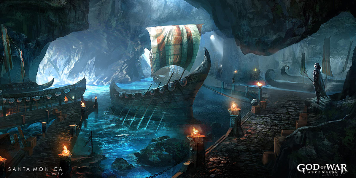 Cave Docks Art from God of War: Ascension