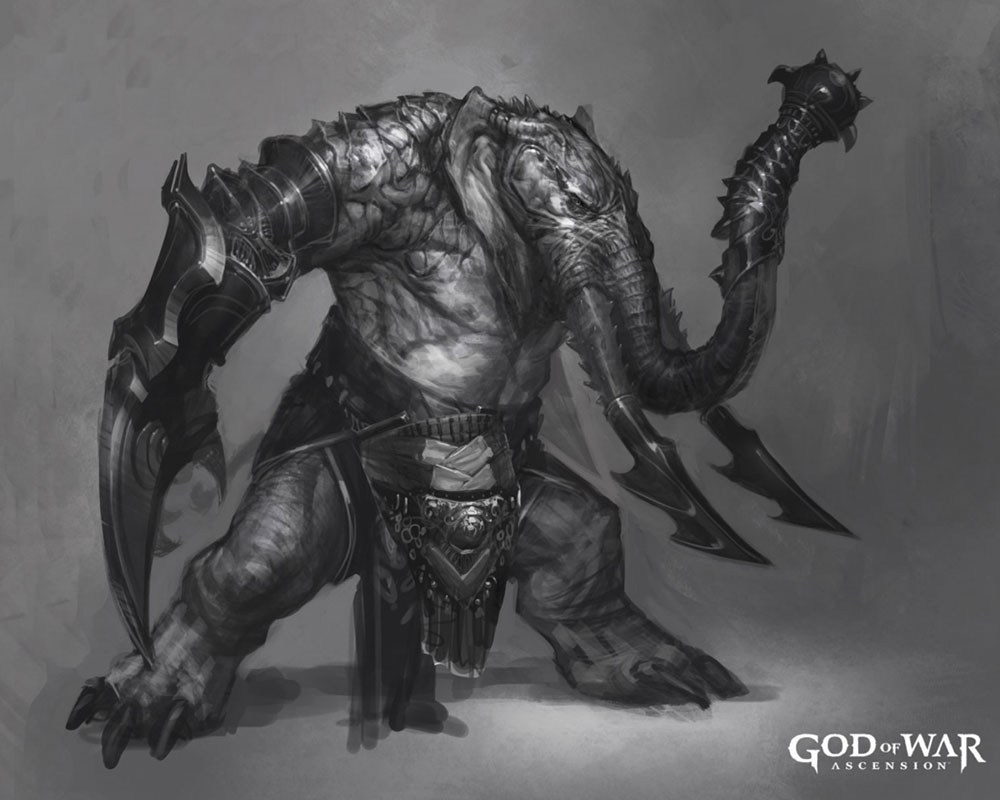 Elephantaur Design Art from God of War: Ascension