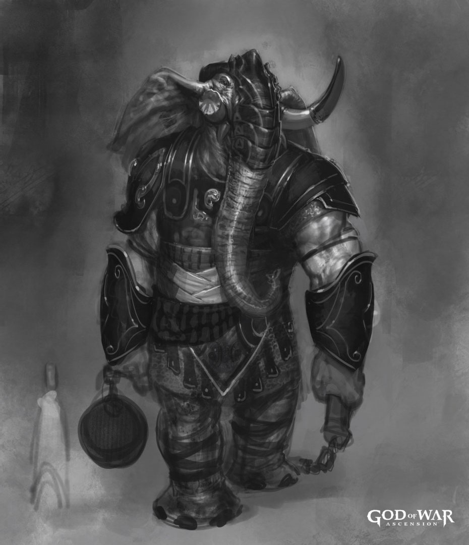 Elephantaur in Persian Armor Art from God of War: Ascension