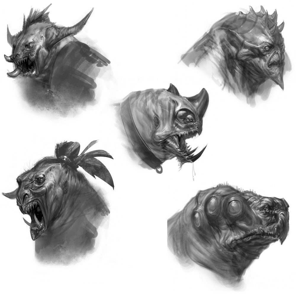 Minotaur Heads Art from God of War: Ascension