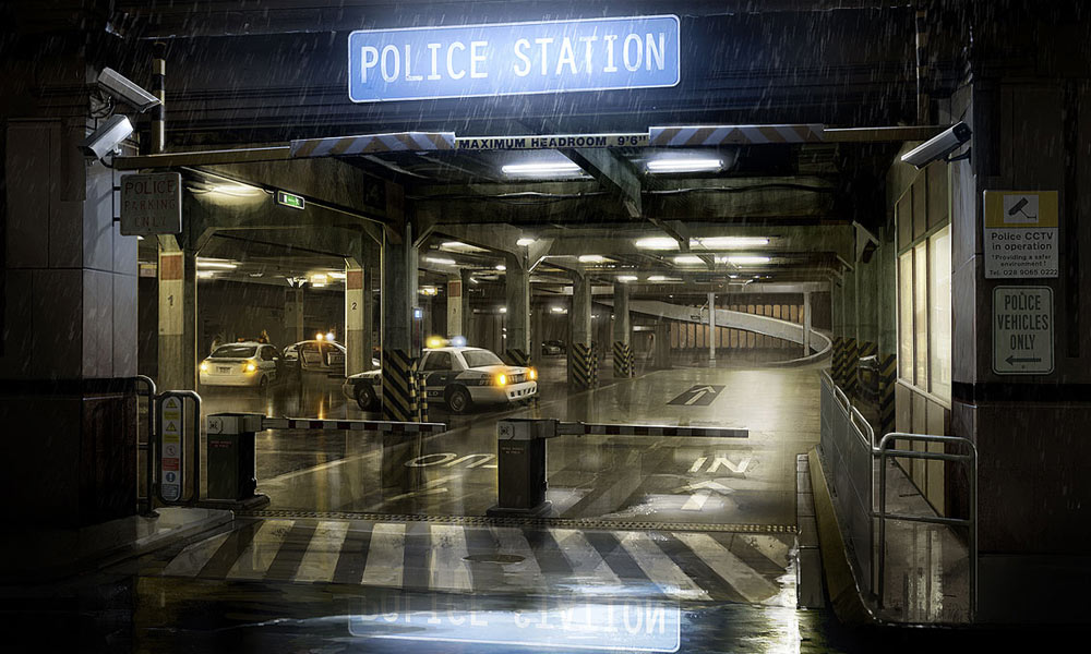 Police Station Entrance Art from Heavy Rain